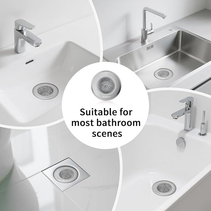 Shower Drain Hair Catcher, Fast Drainage Bathtub Drain Hair Catcher, Easy Clean Hair Catcher Shower Drain, Upgraded 304 Stainless Steel Shower Drain Cover for Bath Regular & Pop-up Drain (Light Gray)