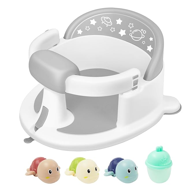 Baby Bath Seat for Babies 6 Months & up,Baby Bathtub Chair,Non-Slip Toddler Bath Support,Sit Up Bath Seat for Baby,Safe Infant & Newborn Bathtub Chair with Soft Cushion,Gray