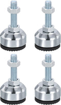 PATIKIL Furniture Leveling Feet 1.6" Dia Base M10 Thread, 4 Pcs Carbon Steel Adjustable Threaded Furniture Levelers Screw on Leg Leveler with Pads for Desk Chair Cabinet, Black