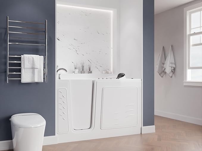 ANZZI Walk-in Tub 30" x 60" Left Drain Quick Fill Walk-In Whirlpool and Air Tub with Powered Fast Drain in White (3060WIL)