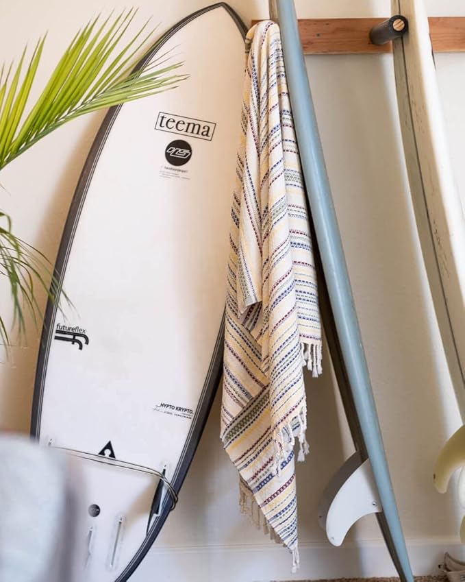Teema Large Turkish Beach Towel - 100% Turkish Cotton - Sand Free - Fast Drying - Versatile and Multi-Use - The Shoreline (Colorful)