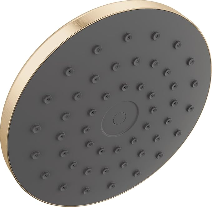Delta PivotPro Brushed Gold Rain Showerhead, Single Setting 7 Inch Round Shower Head, Showerheads, 1.75 GPM Flow Rate, Champagne Bronze 75103CZ