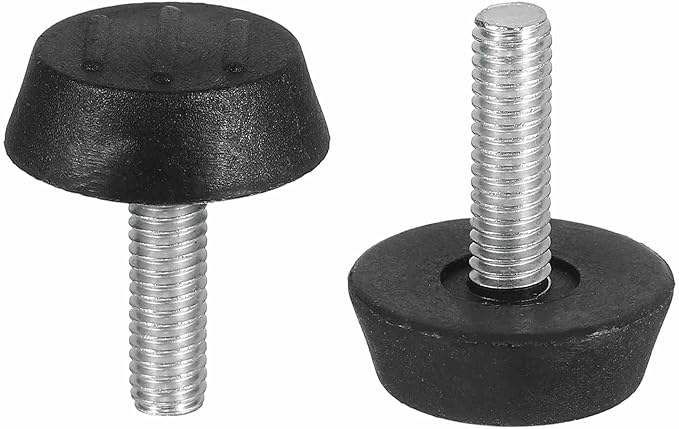 M6x20x25mm(DxLxOD) Screw on Furniture Glide Leveling Feet - 16Pack - Good for Furniture - Adjustable Thread Furniture Levelers - Black