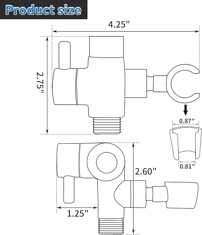G-Promise Solid Metal Shower Arm Diverter with Holder for Hand Held Showerhead and Fixed Spray Head, G 1/2 3-Way Bathroom Universal Diverter System Replacement Part (Brushed Nickel)