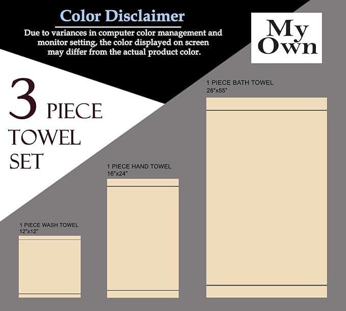 MyOwn Ultra Soft 3 Pack Cotton Towel Set, Contains a Bath Towel 28x55 inch, a Hand Towel 16x24 inch & Wash Coth 12x12 inch, Ideal Everyday use, Compact & Lightweight - Hot Pink