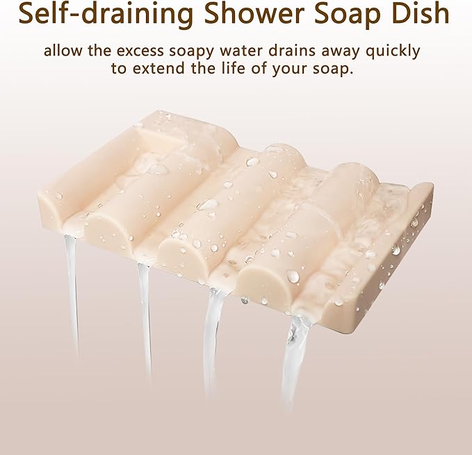 Soap Dish for Shower, Bathroom & Kitchen – Non-Slip, Self-Draining Design to Keep Soap Dry, Extend Soap Life – Easy to Clean, Compact & Durable (Pink, 2 pcs)
