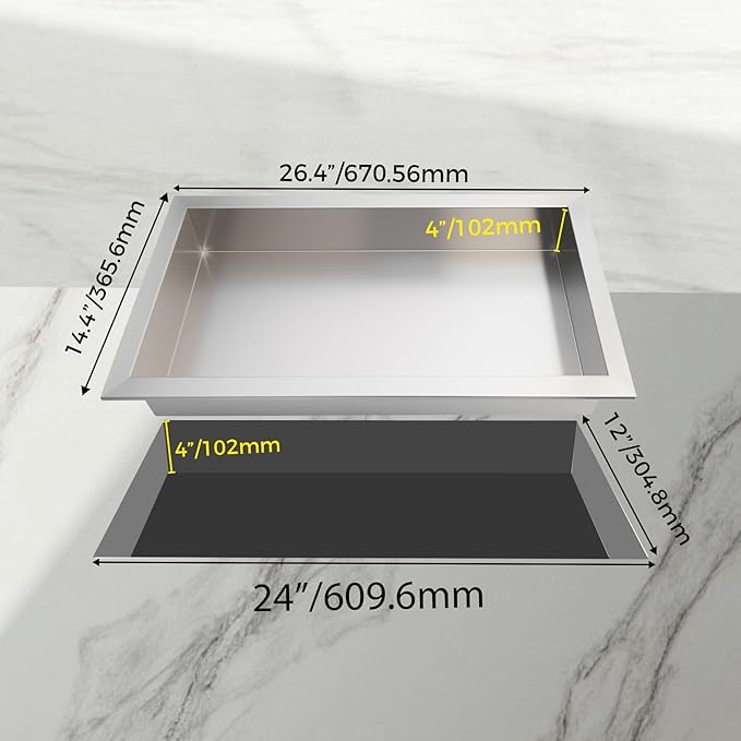 Stainless Steel Shower Niche No Tile Needed Recessed, 24" x 12" Recessed Wall Niche Shelf for Bathroom Storage Silver