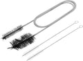 HARFINGTON 3pcs Flexible Long Drain Brush Straw Cleaner Set 35.43" Stainless Steel Double Ended Hose Brush with 8" Nylon Long Tube Pipe Cleaning for Fish Tank Sink Pipe, Black