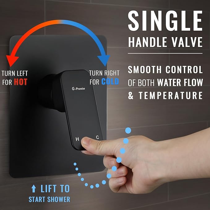 All Metal Shower Faucet Set, Dual Square Shower Head System with Handheld Wand, Diverter, Hose Complete Combo, Pressure Balance Rough-in Valve Included (Matte Black)