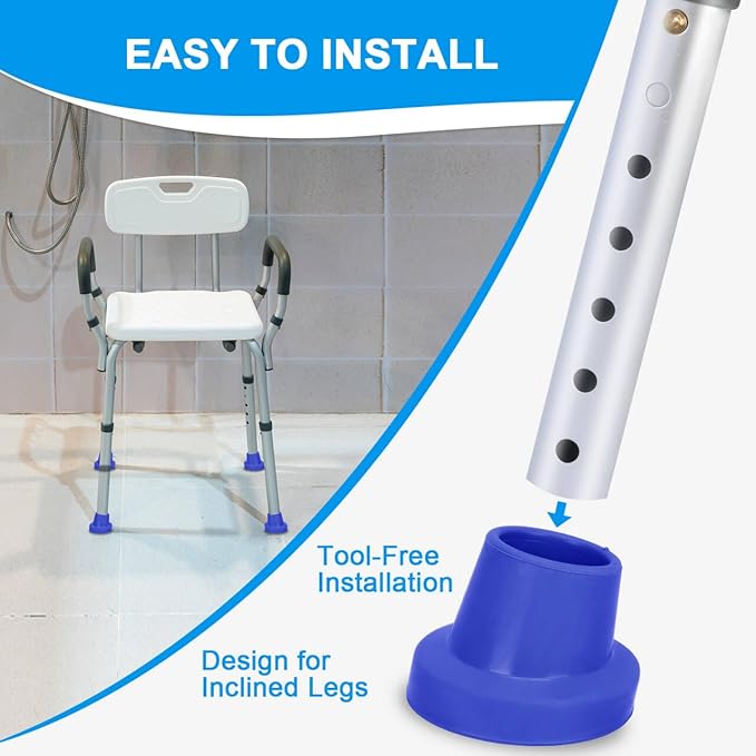 supregear Replacement Feet for Shower Chair Bath Seat, 1-1/8" I.D. Slope Rubber Feet Pad for Shower Stools Transfer Bench Non-Slip Extreme Grip Tub Transfer Benches Suction Cup Feet, 4PK