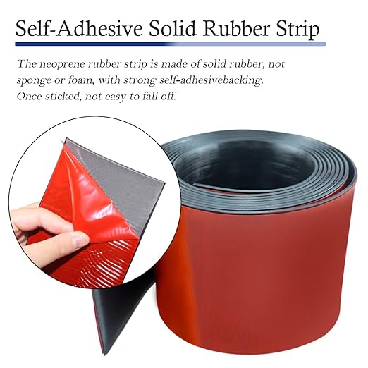 Neoprene Rubber Strips Self Adhesive Solid Rubber Sheets, Rolls & Strips for DIY Gaskets Crafts Pads Seals Warehouse Flooring Neoprene Sheet with Adhesive Backing (4" Wide x 1/16" Thick x 10' Long)