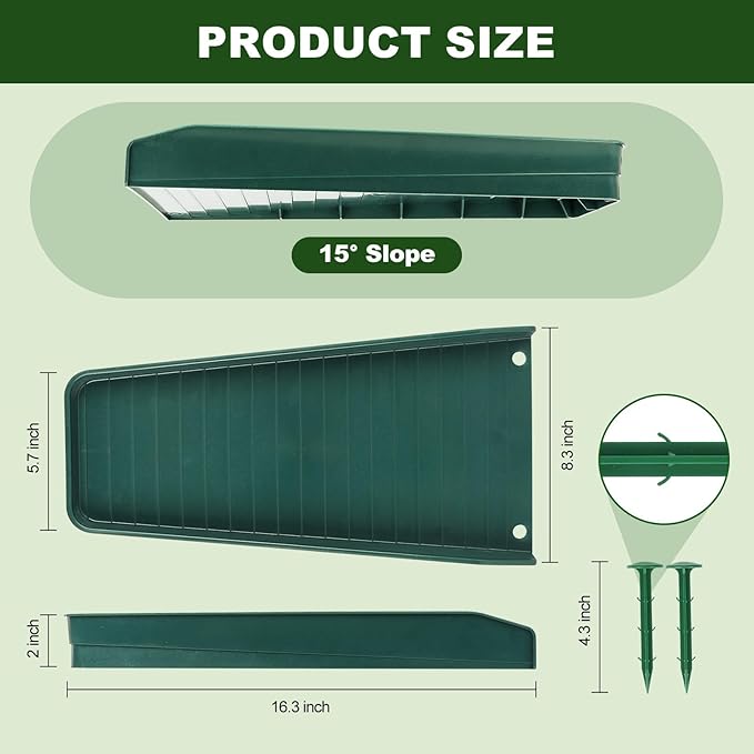 Gutter Downspout Splash Block,16.3"Drain Gutter Guard Diverter,Gutter Downspout Extensions for Water Drainage, Fixable Down Spout Drain Trays,Drainage to Protect House Foundations (4PC Black)