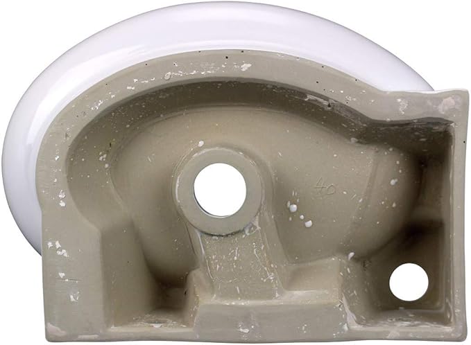 Renovators Supply Manufacturing Carlingwood Corner Wall Mounted Bathroom Sink 17 in. White Ceramic Oval Wall Hung Floating Vessel Sink with Overflow and Single Faucet Hole