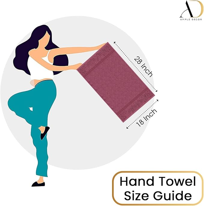 Ample Decor 100% Cotton Grape Purple Hand Towel for Kitchen Set of 52, Absorbent Premium Quality, for Bathroom, Hotel, Spa, Gym, Kitchen - 18 X 28 Inch