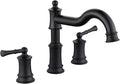 Roman Tub Faucet Classic Widespread Deck Mount Bathtub Faucet 3 Holes Brass High Flow Tub Filler, Rough in Valve Included, Matte Black