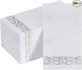 Goodluck 100 Pack 3-Ply Disposable Napkins - Soft & Absorbent Paper Hand Towels for Bathroom Guests, Dinner Party, Kitchen,Christmas， Wedding & Events, Parties - Floral Siliver Trim