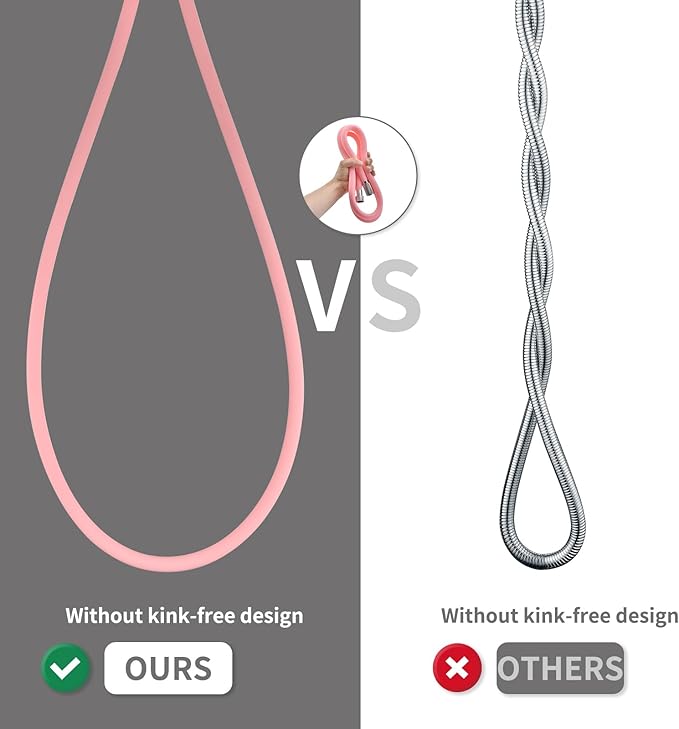 Silicone Shower Hose Extra Long,Explosion Proof Anti Winding Showerhead Hose,Used In Showerheads Spray Bidet Bathing Toilet Cleaning Flexible RV Shower Hoses Replacement (Pink, 59 In)