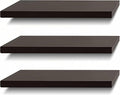 SAUMONIERES Floating Shelves Wall Shelf Solid Wood for Bathroom Bedroom Kitchen Set of 3, Espresso Wall Shelves