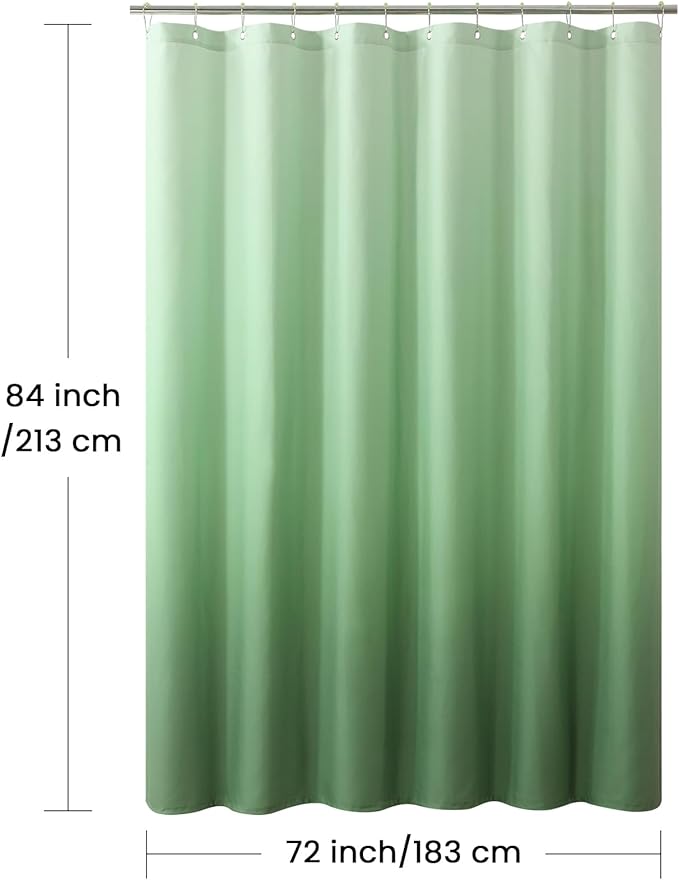 Extra Long Fabric Shower Curtain, Sage Green Ombre Modern Shower Curtains for Bathroom, 72" W x 84" H