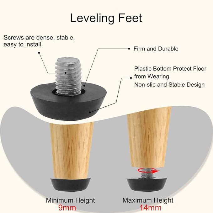 uxcell Metric M8 x 1.25 Furniture Glide Leveling Feet Adjustable Leveler Floor Protector for Table Desk Cabinet Leg 8 Pack