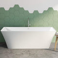 FerdY Sentosa 67" Acrylic Freestanding Bathtub, Contemporary Design Soaking Tub Easy to Install with Brushed Nickel Drain and Minimalist Linear Design Overflow, 02560