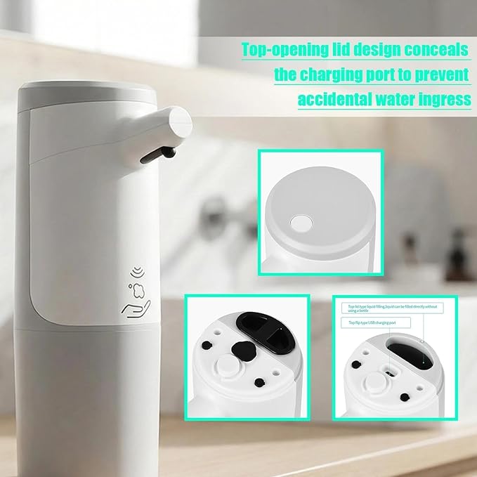 Automatic Soap Dispenser Touchless 15.2oz with Smart Sensor, USB Rechargeable, Hands Free Soap Dispenser for Bathroom & Kitchen
