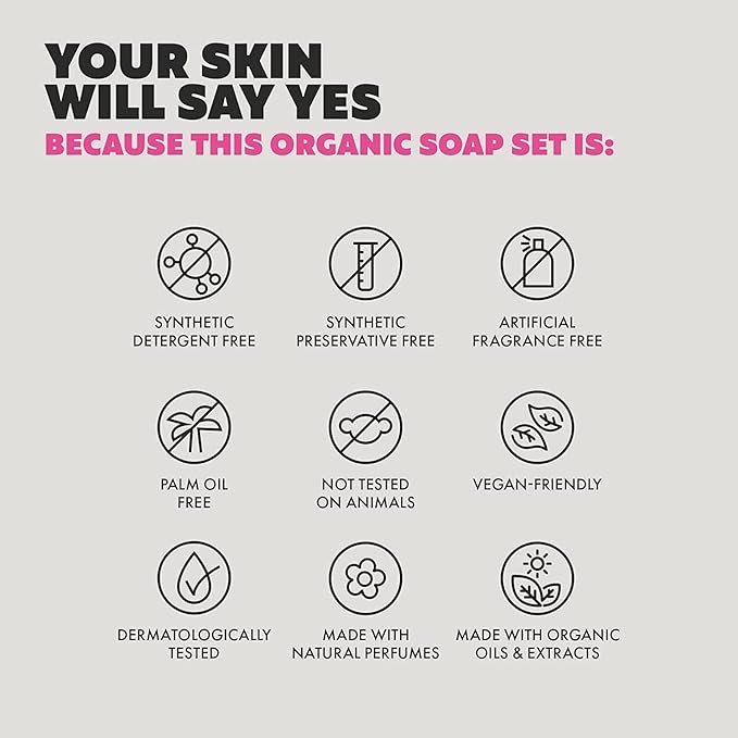 Organic Soap Bar (Set of 8) - Natural Soap Made in Greece | Nuorishing Shea Butter, Olive Oil, Lavander and Sandalwood, Aloe Vera & Cucumber Extract | Jabones Artesanales Naturales