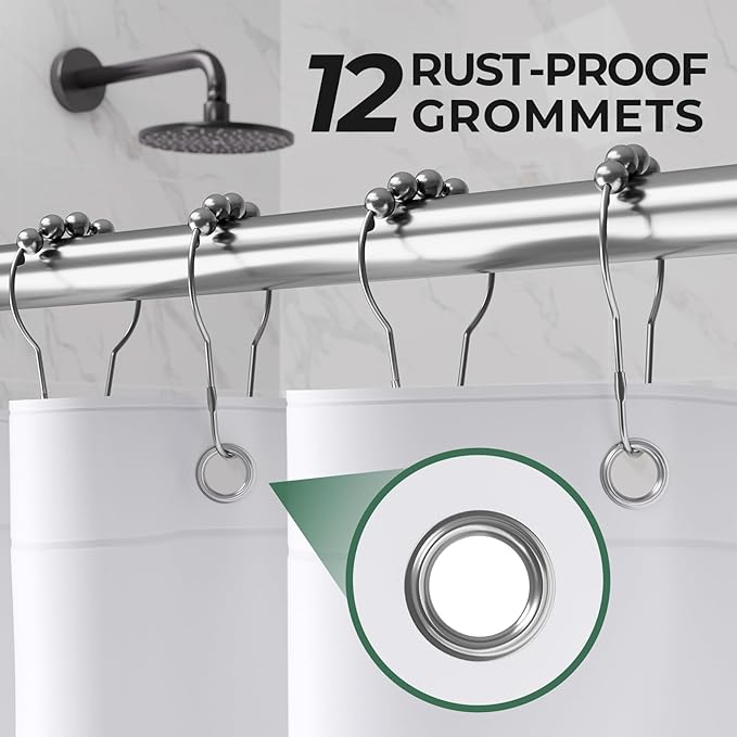 AmazerBath Shower Curtain Liner 2 Pack, 72 x 78 Inches PEVA Plastic Shower Liner with 3 Weighted Stones and 12 Rustproof Metal Grommet, Lightweight Waterproof Shower Curtain - White