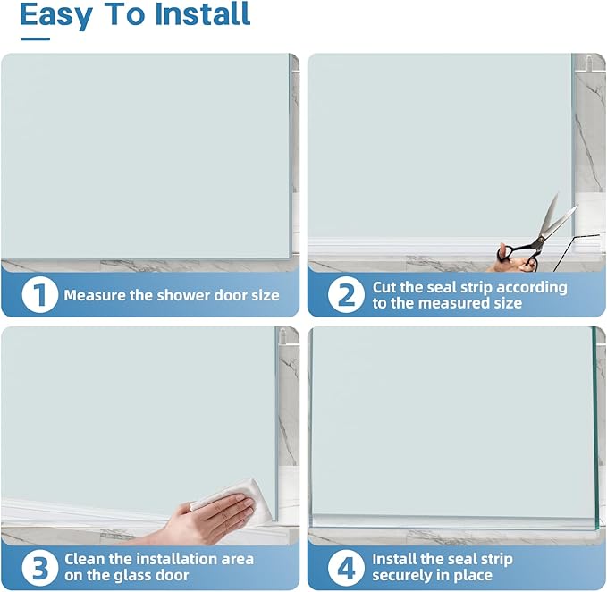 Shower Door Bottom Seal Strip, 2PCS Seal Strip, Ultra Clear PVC, 36" Length, Fits 6mm Thick Glass, Prevents Leaks, Easy Installation, No Adhesive Required (Ultra Clear, 36in for 1/4"(6mm) Door)
