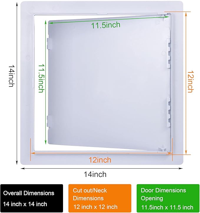 Plumbing Access Panel for Drywall 12 x 12 Inch Plastic Access Door Removable Wall Access Panel Ceiling Reinforced Hinged Durable