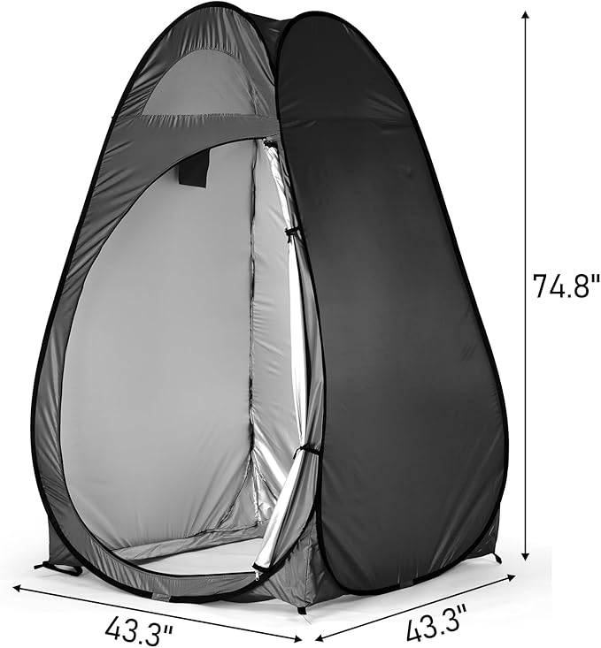 Pop Up Privacy Shower Tent,Portable Outdoor Bathroom Toilet Changing Dressing Room,Instant Rain Shelter for Camping & Beach,Lightweight & Sturdy, Easy Set Up, Foldable, with Carry Bag (Black)
