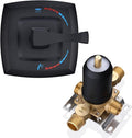 2 Way Shower Diverter Pressure Balance Mixing Valve with Single Handle Matte Black Shower Trim Kit, Dual-Function Shower Control Brass Rough-In Mixer 1/2" NPT Connection
