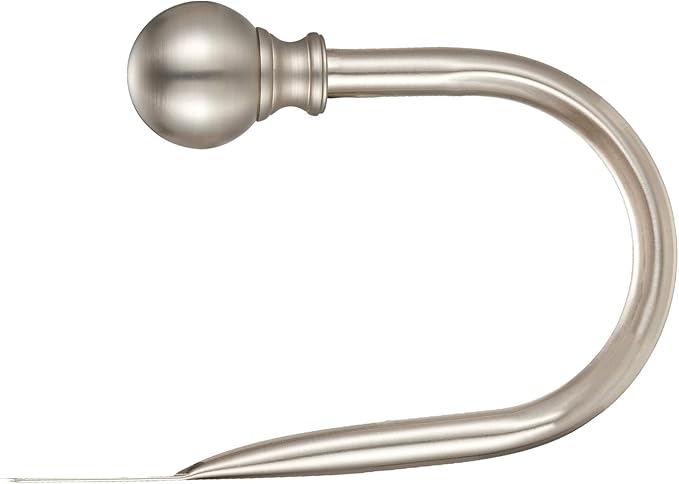 Double Curtain Rod, Adjustable 1 inch Double Drapery Rod Rods for Windows and Doors with Ball Round Finials and Brackets Set (Nickel Curtain Hooks, Standard)