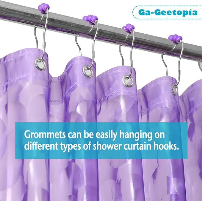 Ga-Geetopia EVA 3D Purple Pearl Plastic Shower Curtain Liner - Premium Light Weight 72" x 72" Bathroom Shower Showroom Curtain Liner with Rustproof Metal Gromments and Weighted Magnet