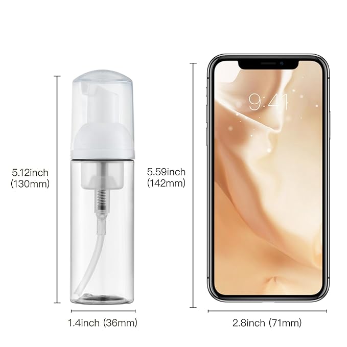 Tekson Soap Foam Bottle (60ml, 2 fl oz), Empty Travel Foaming Lash Shampoo for Cleanser, Dispenser (Clear, Pink, Purple)