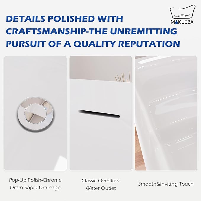 47" Lucite Acrylic Freestanding Bathtub，Square Shape Janpanese Soaking Tub with Seat Desgin,Toe-tap Chrome Right Drain, Slotted Overflow, cUPC Certified,Glossy White