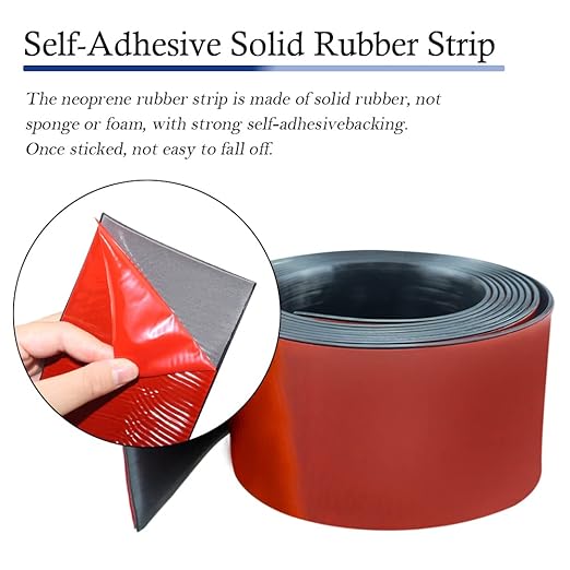 Neoprene Rubber Strips Self Adhesive Solid Rubber Sheets, Rolls & Strips for DIY Gaskets Crafts Pads Seals Warehouse Flooring Neoprene Sheet with Adhesive Backing (3" Wide x 1/5" Thick x 10' Long)