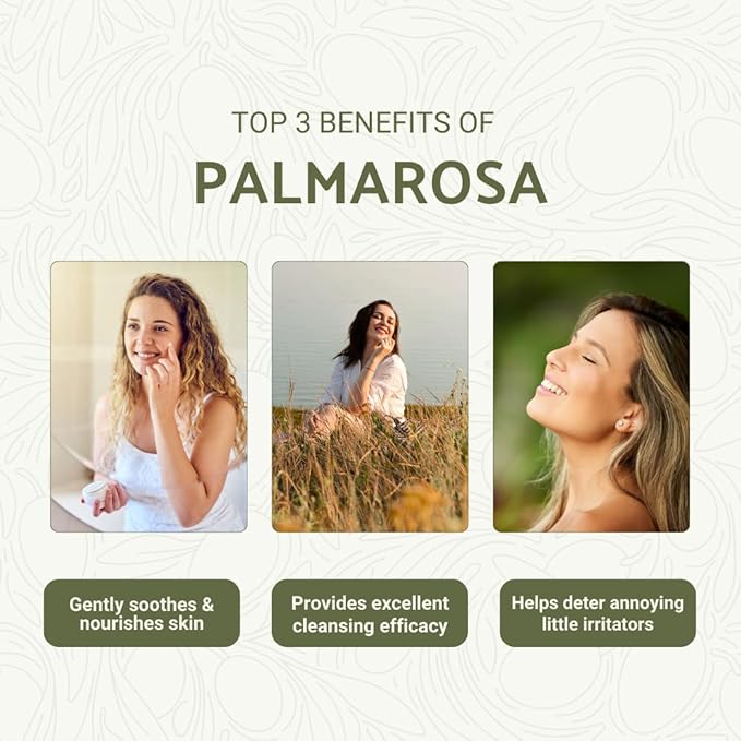 Palmarosa Essential Oil Direct from Norex Flavours India for Skin and Aromatherapy - Aceite de Palmarosa for Candle Scent for Candlemaking and Soaps (8oz)