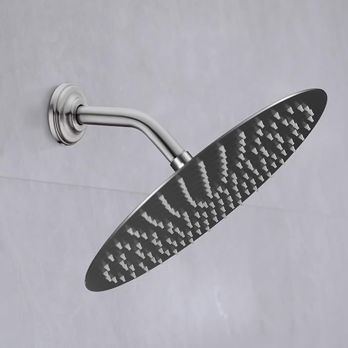 6 Inch Angled Shower Arm with Flange Stainless Steel Wall Mounted Extension Arm for Top Shower Head,Brushed Nickel