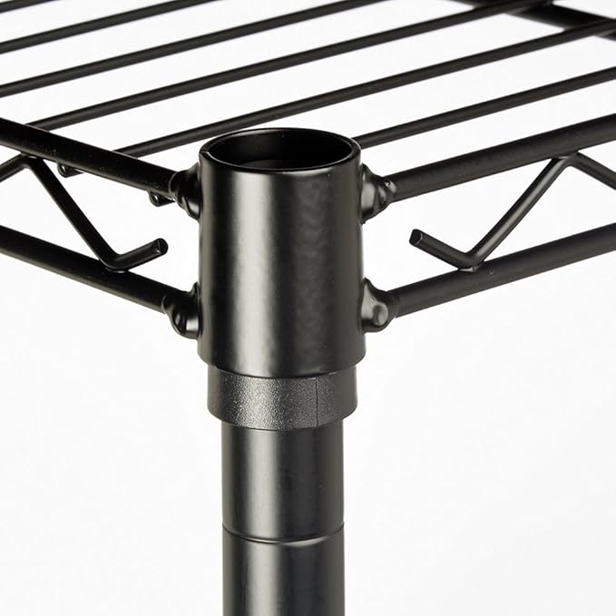 3 Tier Storage Racks Shelving, Heavy Steel Pantry Shelves, Adjustable Wire Shelving Rack with Wheels, Suitable for Garage, Kitchens, Offices, 46" W x 17.7" D x 41" H, Black