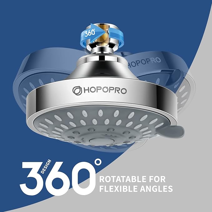 HOPOPRO 5-Mode High Pressure Shower Head - The Washington Post, NBC News, Today TV Show Recommended - High Flow Fixed Showerheads (4 Inch Chrome)