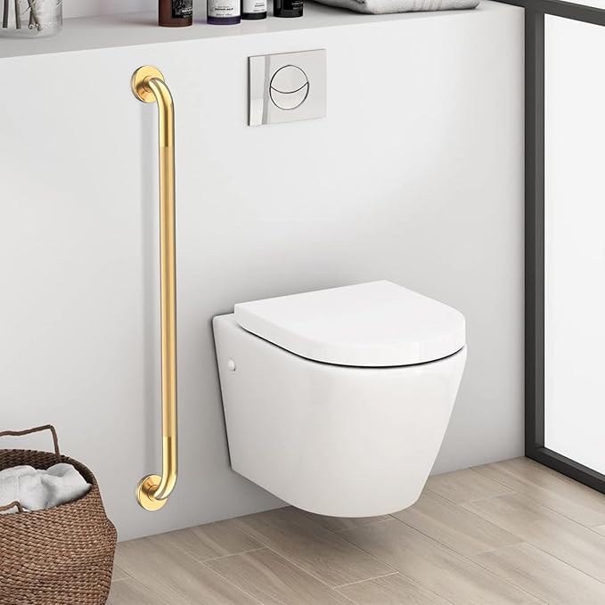 32 Inch Anti Slip Shower Grab Bar Gold, Munzong 2 Pack Bathroom Grab Bar, Knurled Bathroom Balance Bar,Safety Hand Rail Support Handicap Elderly Injury Senior Assist Bath Handle