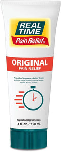 Real Time Pain Relief Cream 4oz Tube | 17 Natural Ingredients: 1.25% Menthol, Arnica & MSM | Muscle Strain & Joint Discomfort Relief for Arthritis, Cramps, Sprains, Bruises, Hands, Back & Knee Pain