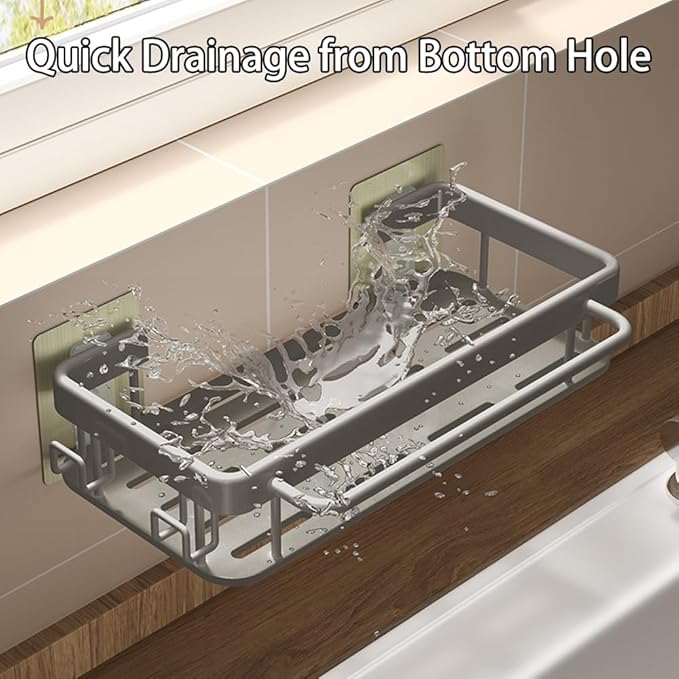 Sponge Holder Kitchen Sink Caddy Organizer Wall Mount Sponge Holder with Drainer Shampoo Soap Storage Shelf Toilet Balcony Bathroom Dishwashers Wire Rags Sponge Sink Drain (Black)