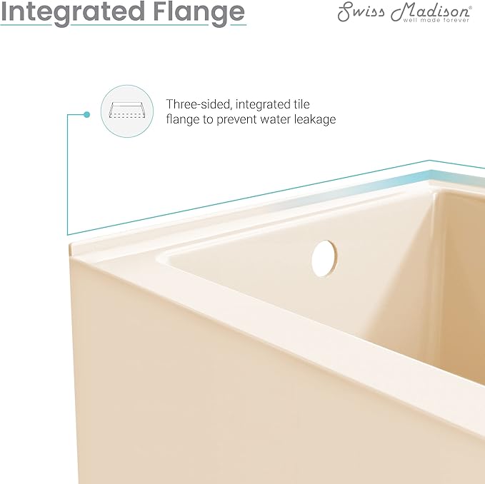 Voltaire 60" X 30" Left-Hand Drain Alcove Bathtub with Apron in Bisque