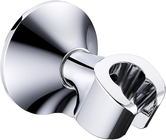 BRIGHT SHOWERS Strong Adhesive Shower Head Holder with Dual Angle Adjustable, Wall Mounted Handheld Shower Bracket, Easy Installation, Screw Mounting Options, Chrome