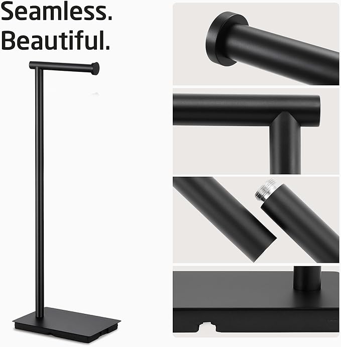 KES Toilet Paper Holder Stand 26.2 Inch Toilet Tissue Holder for Bathroom, Free Standing Toilet Paper Holder SUS304 Stainless Steel Matte Black, BPH286S66A-BK