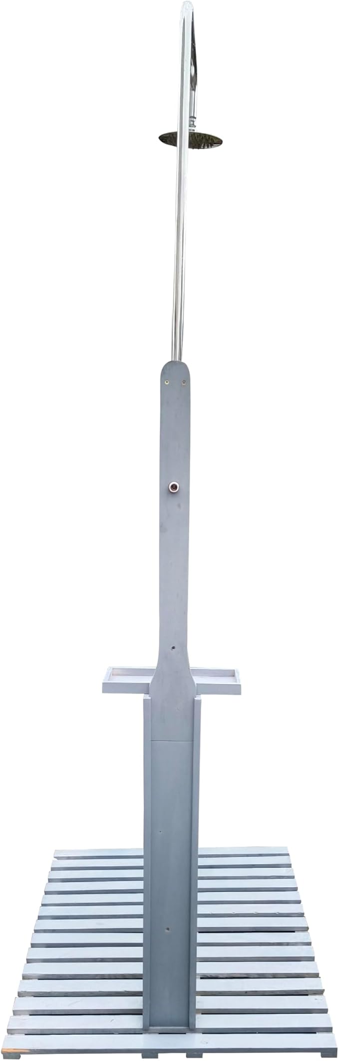 Outdoor Pool Shower Kit Portable Wood Outdoor Garden Pool Shower with Chassis Board for Outdoor Backyard Poolside Beach Spa,Gray