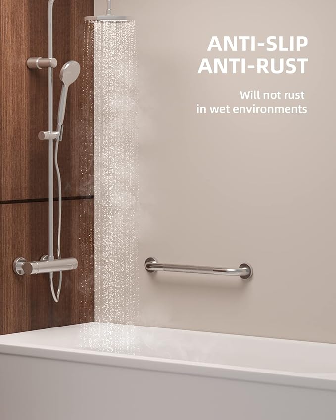20 Inch Anti Slip Shower Grab Bar, Munzong Stainless Steel Bathroom Grab Bar, Satin Brushed Nickel Knurled Bathroom Balance Bar,Safety Hand Rail Support Handicap Elderly Senior Assist Bath Handle