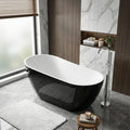 59" Deep Soaking Bathtub, Non-Slip Acrylic Tub with Chrome Drain, CUPC Certified, Ergonomic Modern Bath for Bathrooms, Easy-Install, Black Upturned